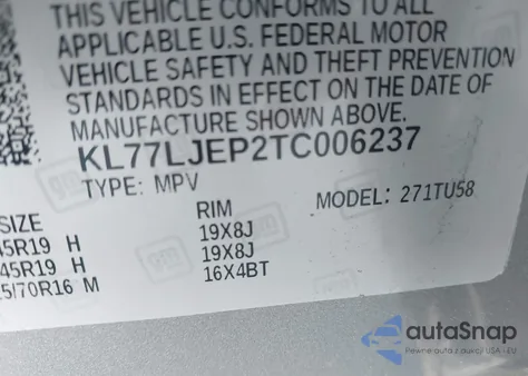 2026 Chevrolet Trax Fwd 2Rs из США, поврежденный, VIN KL77LJEP2TC006237